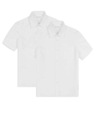 2 Pack Boys&#39; Pure Cotton Ultimate Non-Iron Short Sleeve Shirts